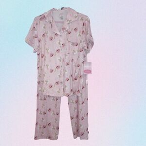 Cozy Light Pink 2-pc PJ Set of 2 Tea Party Theme NWT